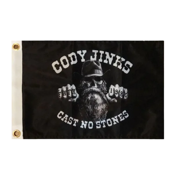 Cast No Stones 10"x14" Biker Flag