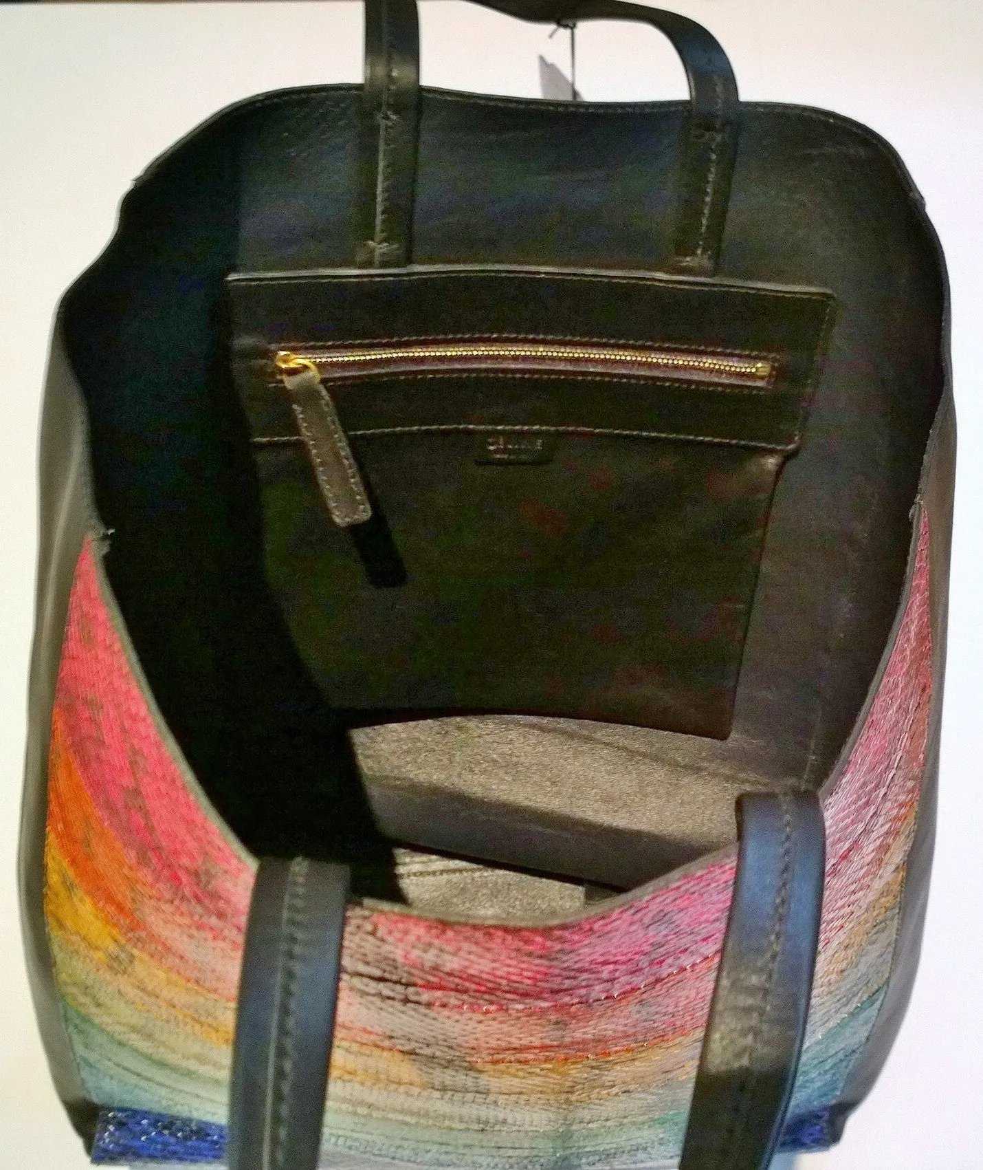 Celine Rainbow Watersnake Sale Shopper Discount Tote Bag Black Leather