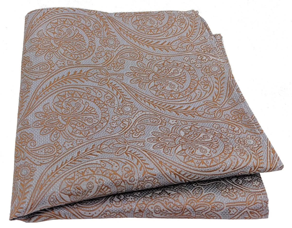 Copper Lace Paisley Pocket Square