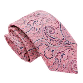 Coral Paisley Silk Wedding Tie