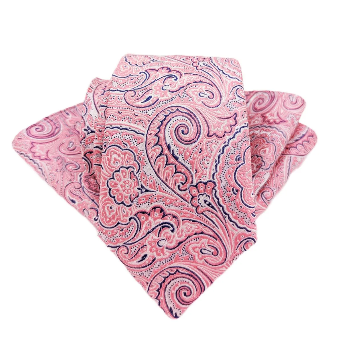 Coral Paisley Silk Wedding Tie