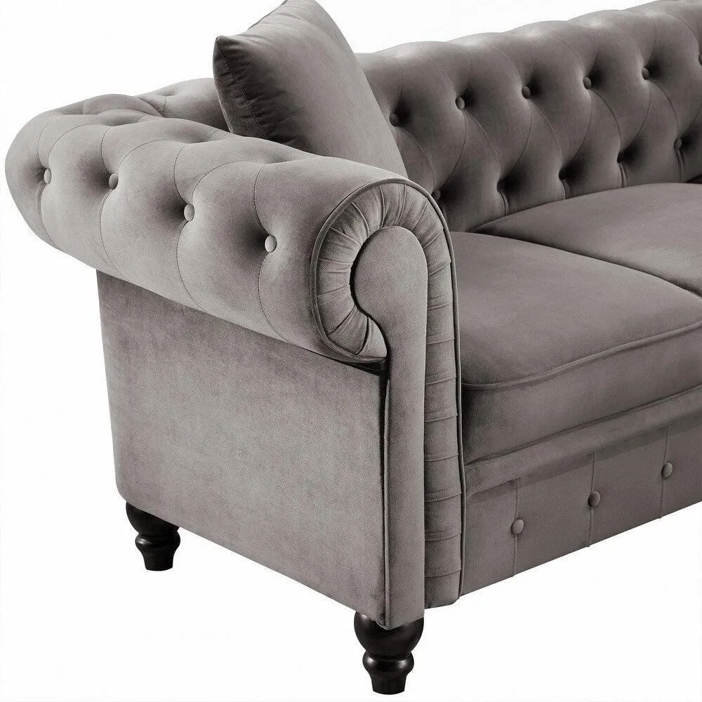 Cosmo Line Chesterfield Sofa Set in Grey