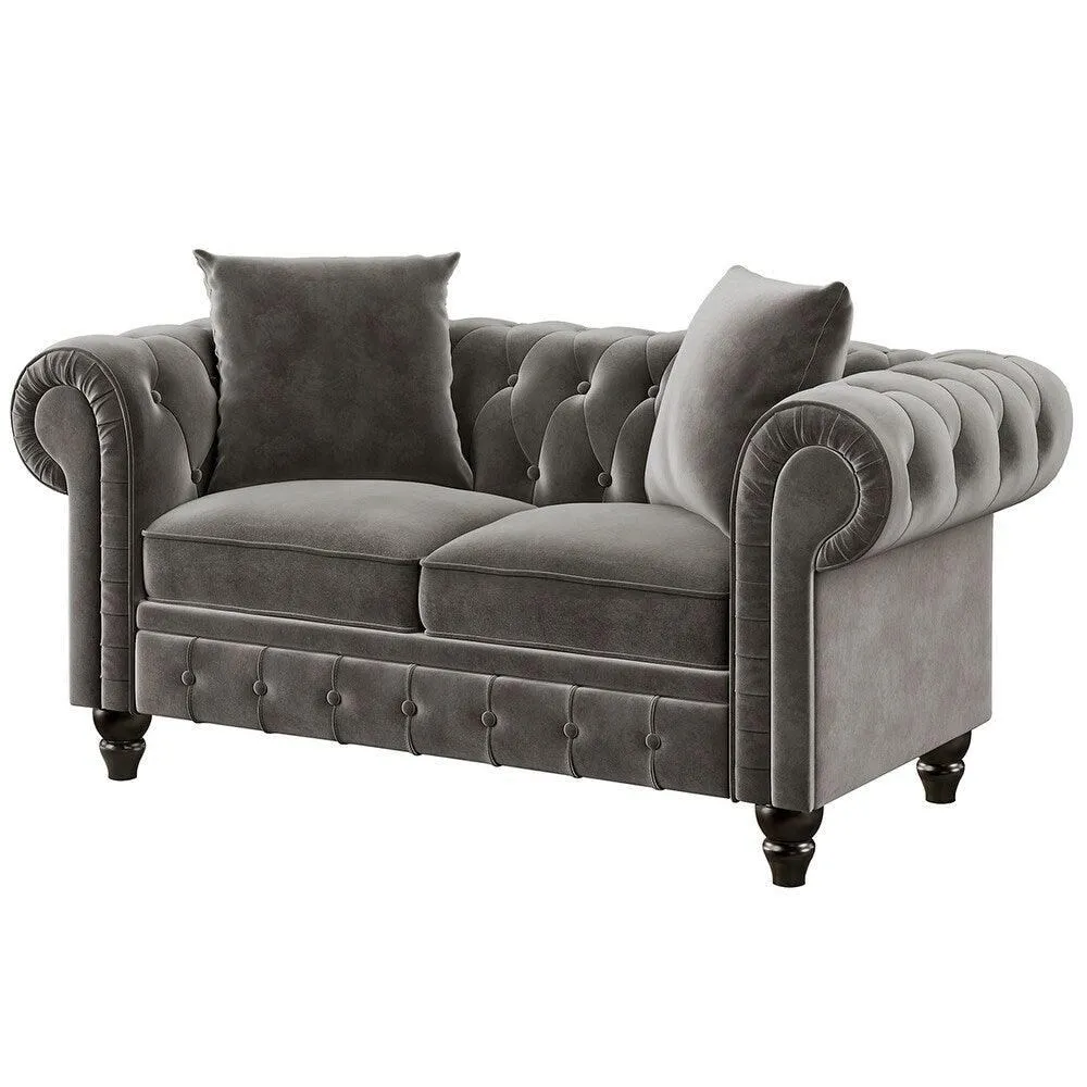 Cosmo Line Chesterfield Sofa Set in Grey