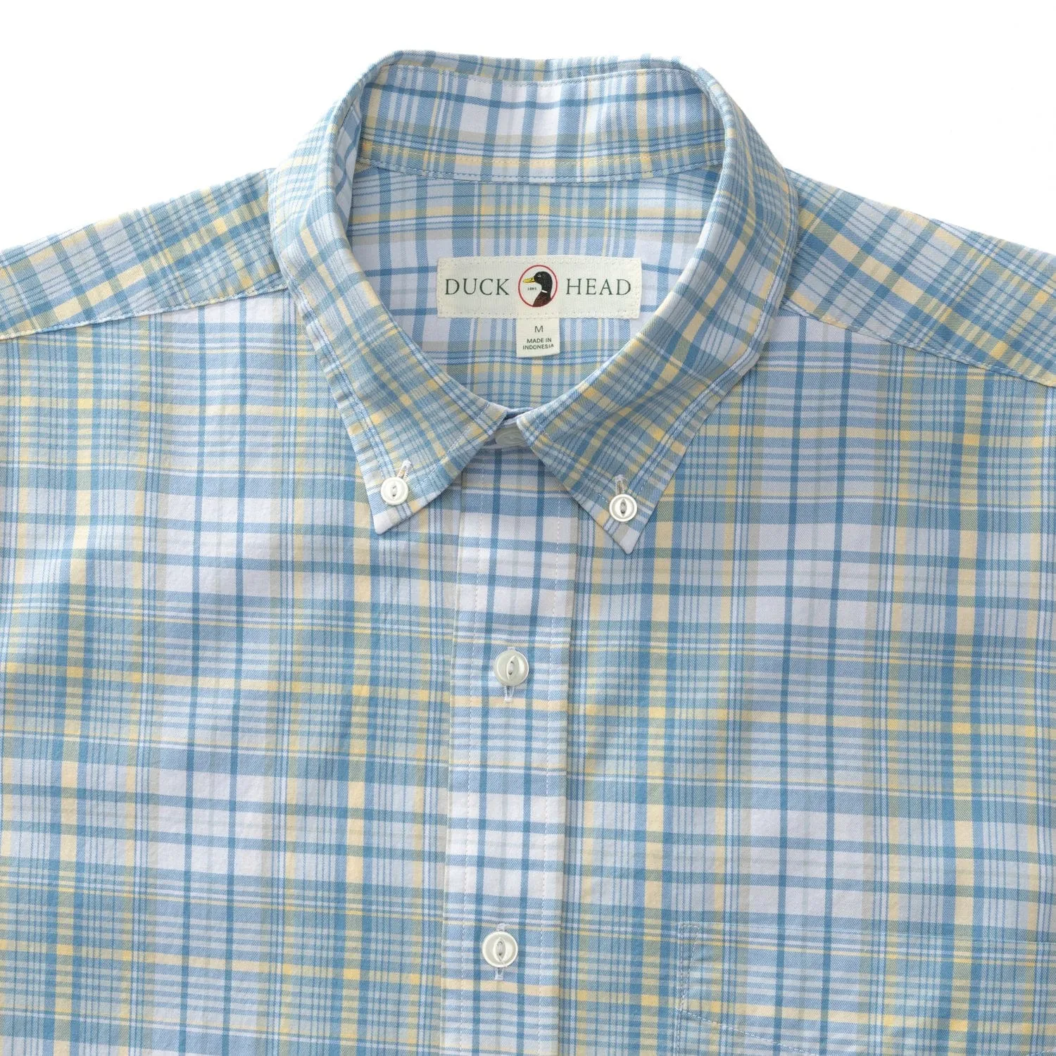 Cotton Twill Sport Shirt Harkins Plaid - Light Blue