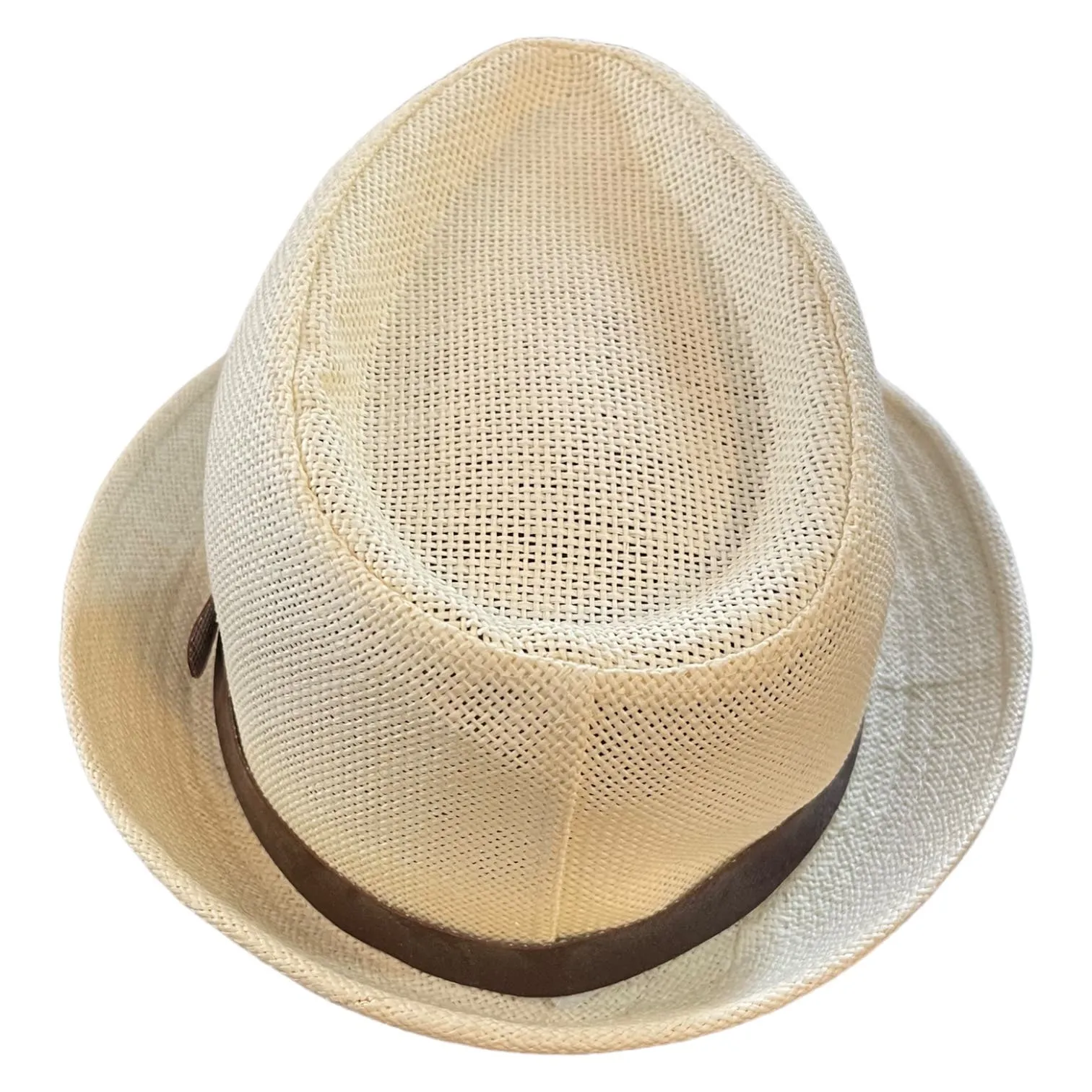 Cream Fedora With Brown Belt Decor Size 57