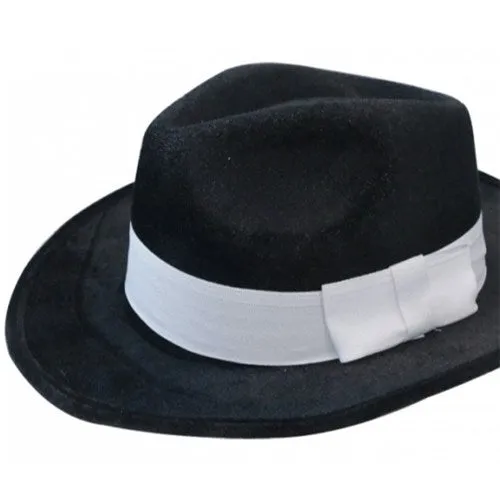 Deluxe Velour Gangster Hat - Black