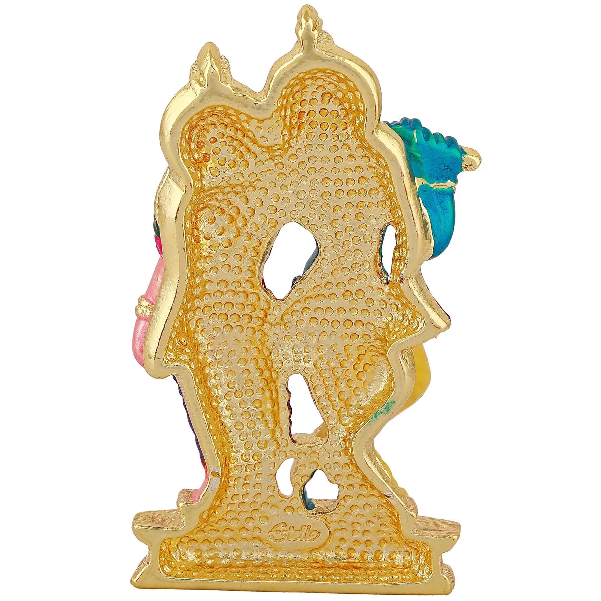 Estele Gold Plated Devotional Shree Radha Krishna Idol with Multi Color Enamel