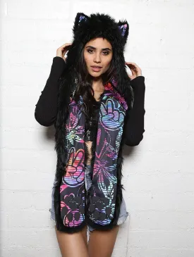 FauxEva Funky Black Wolf SpiritHood