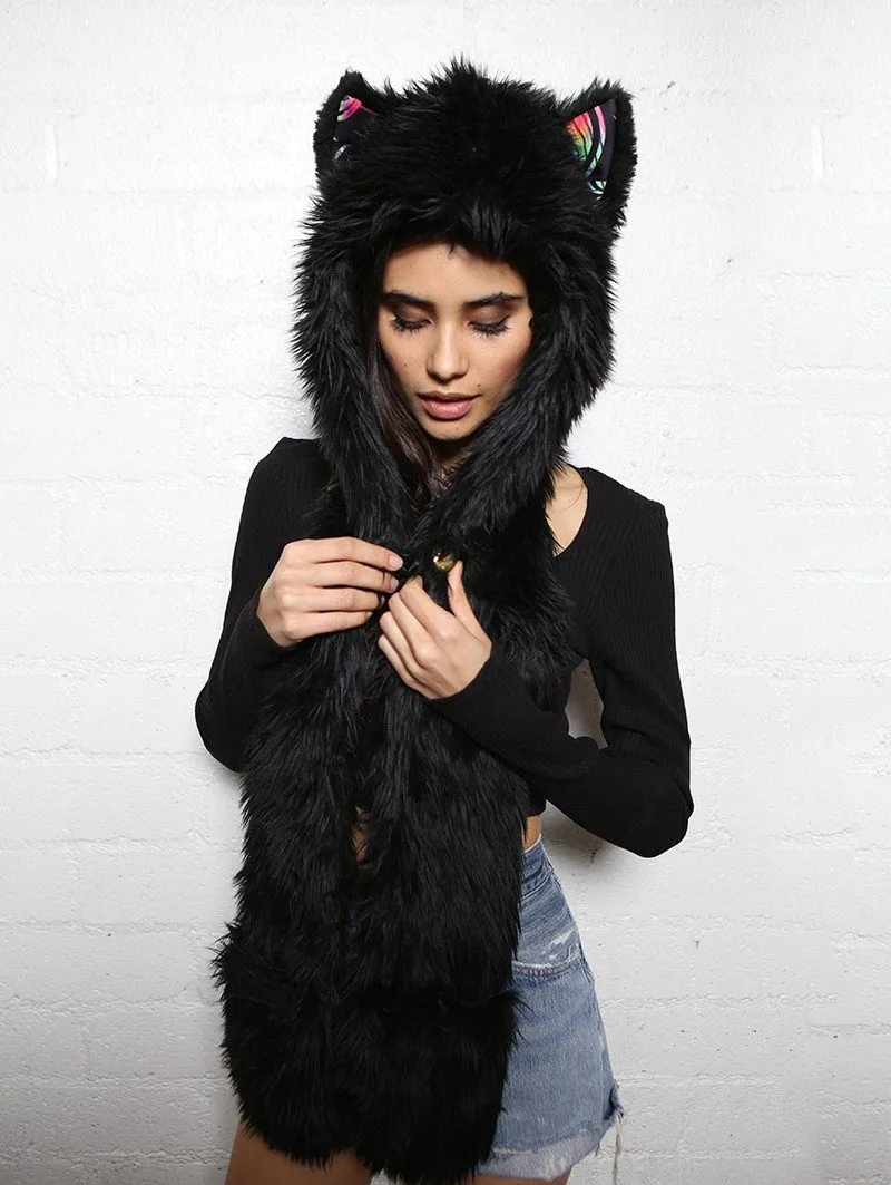 FauxEva Funky Black Wolf SpiritHood