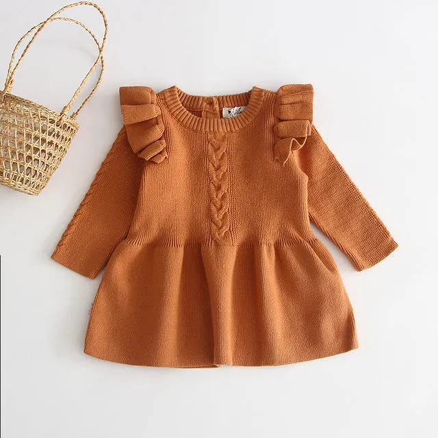 Frilled Sleeves Knitted Dress