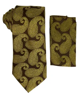 Gianfranco Baroque Tie and Handkerchief - Yellow Gold