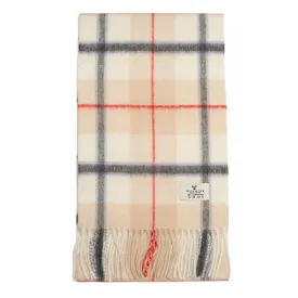 Glenmore 100% Lambswool Tartan Scarf - Camel Check