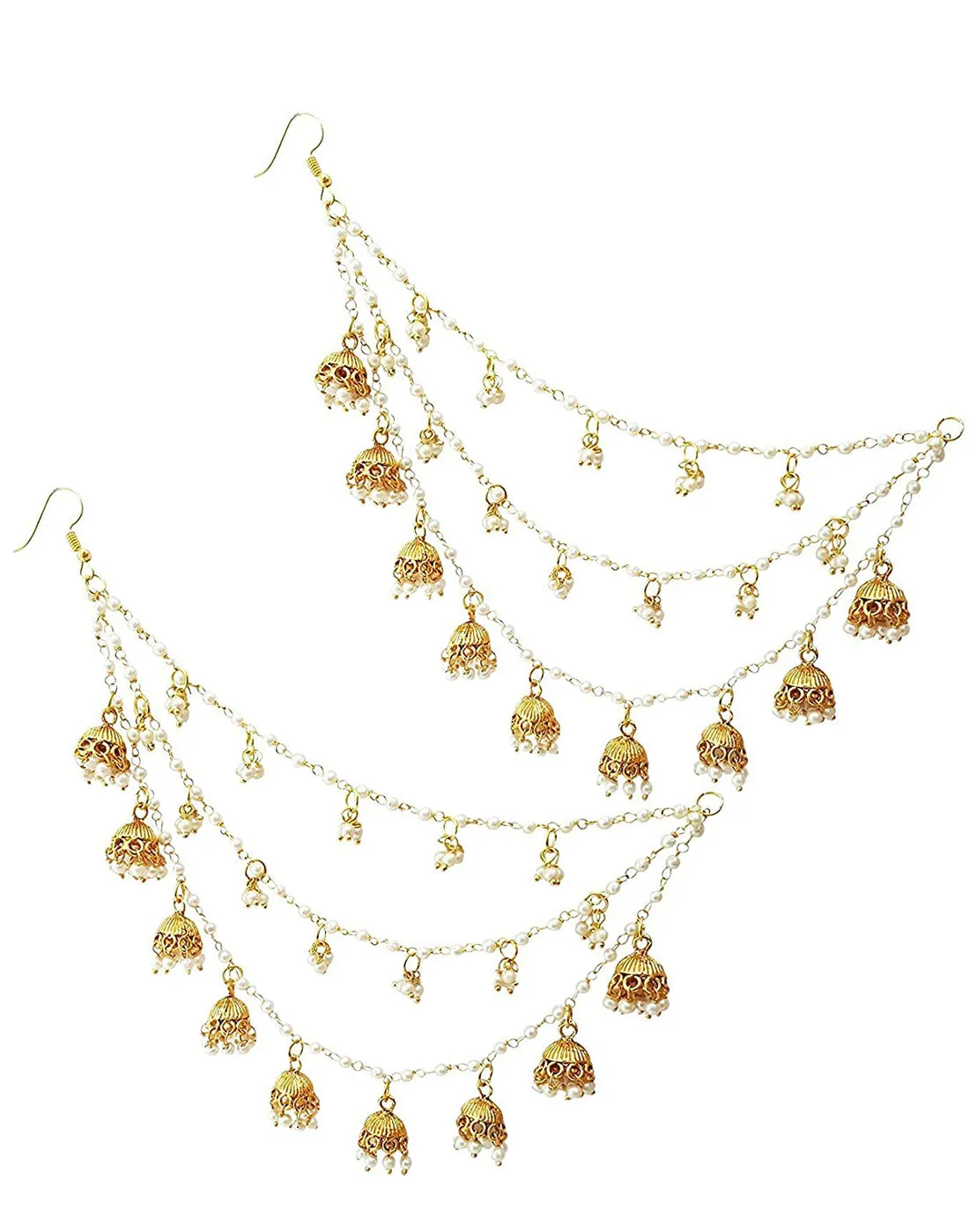 Gold Plated Multi-Layered Jhumki Drop Kaanchain