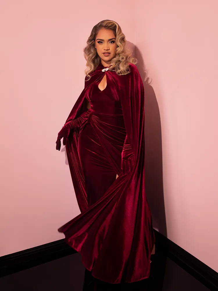 Golden Era Cape in Burgundy Velvet - Vixen by Micheline Pitt