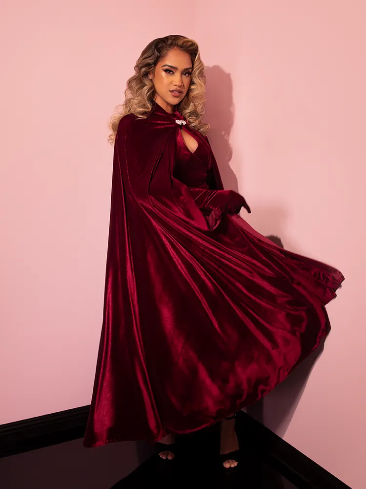 Golden Era Cape in Burgundy Velvet - Vixen by Micheline Pitt