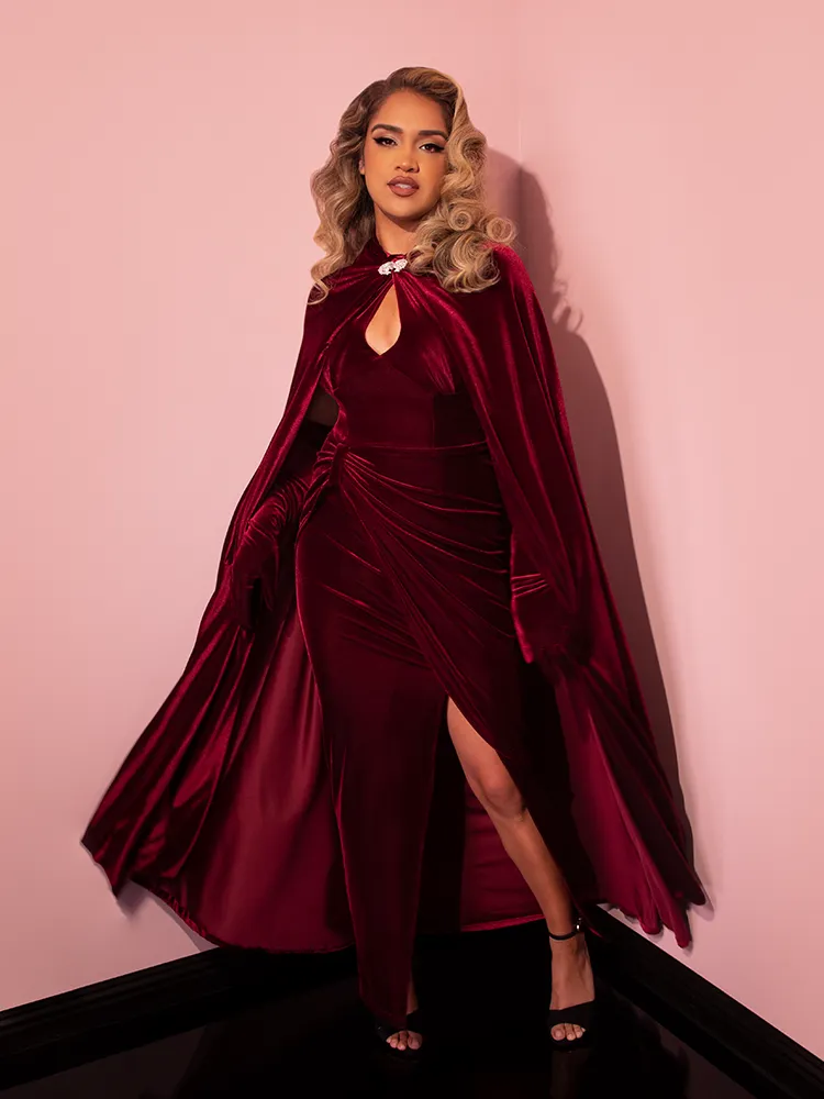 Golden Era Cape in Burgundy Velvet - Vixen by Micheline Pitt