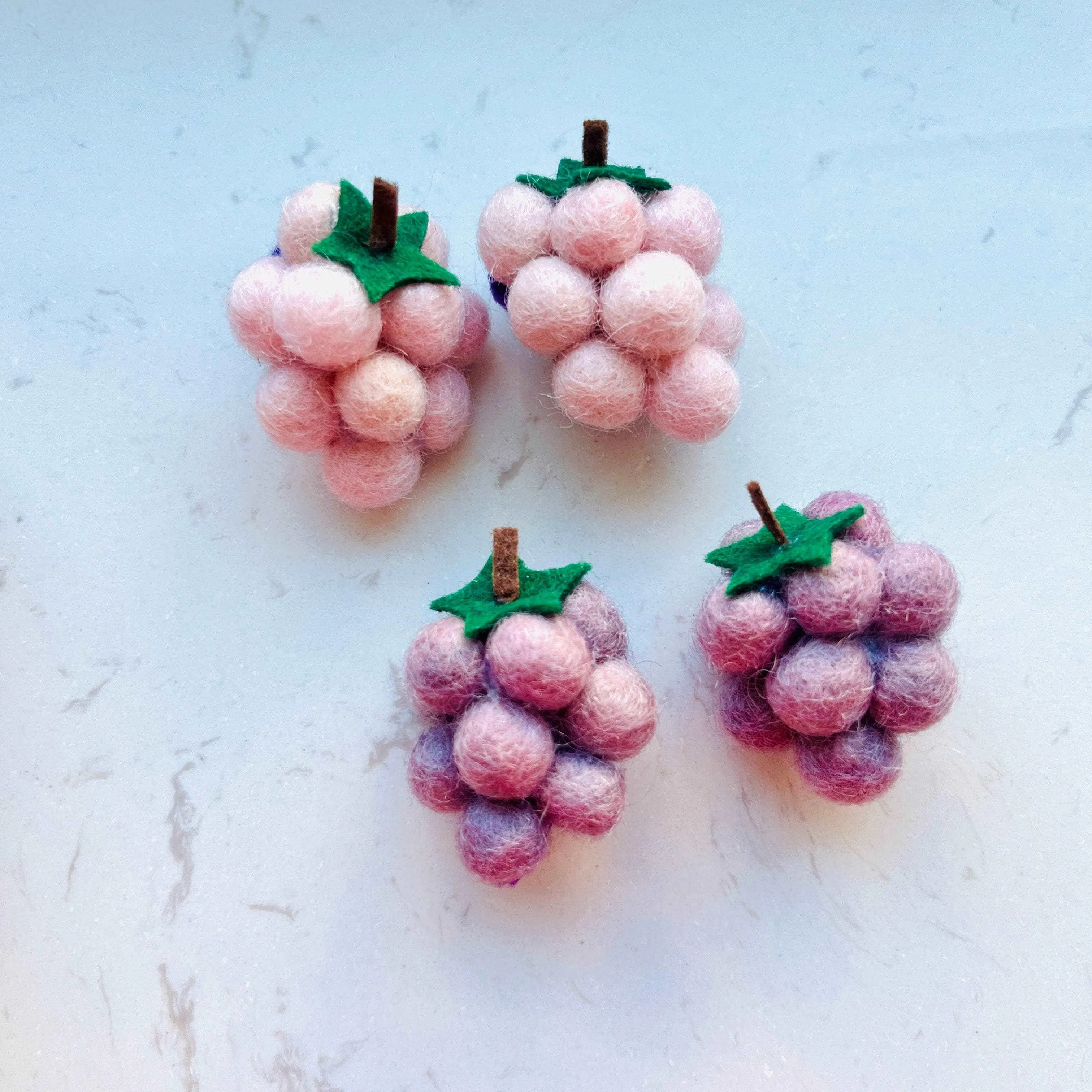 Handmade Wool Felt Grape Stud Earrings/Clip On Earrings