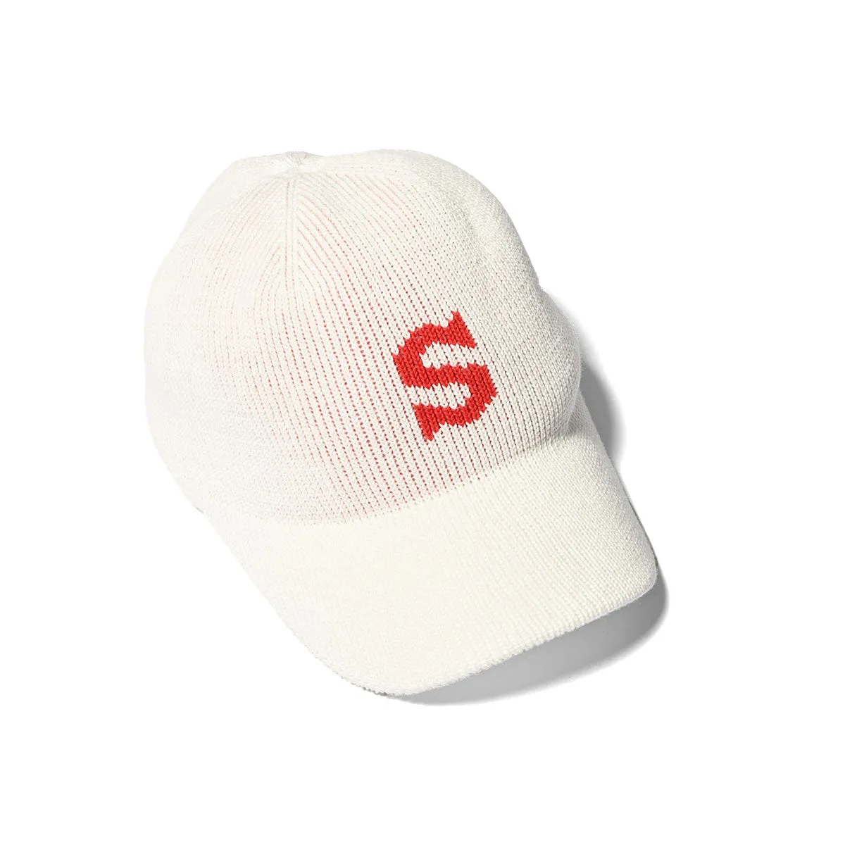 White Cotton Knit Baseball Cap with S Logo - HOMEGAME【HG241418】