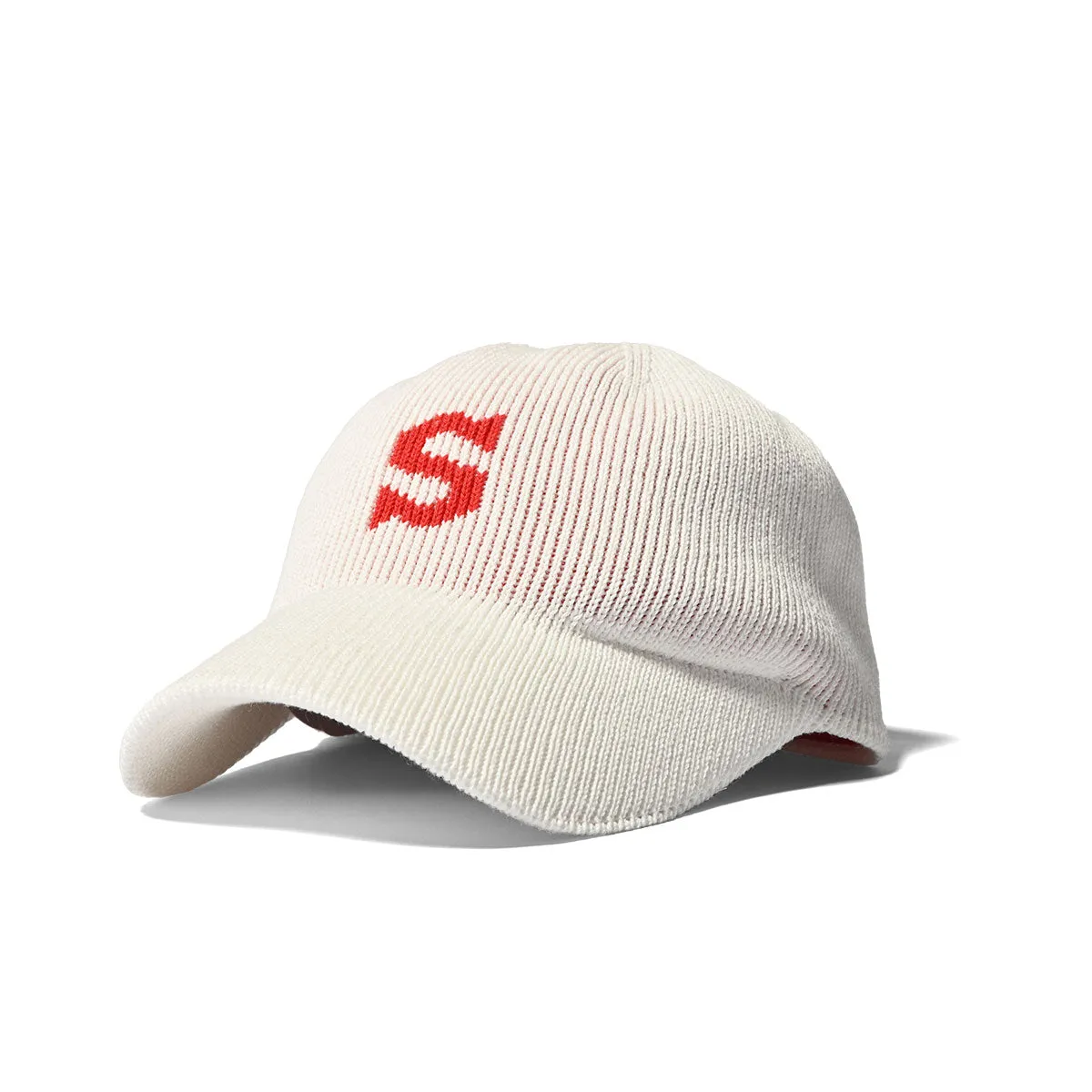 White Cotton Knit Baseball Cap with S Logo - HOMEGAME【HG241418】