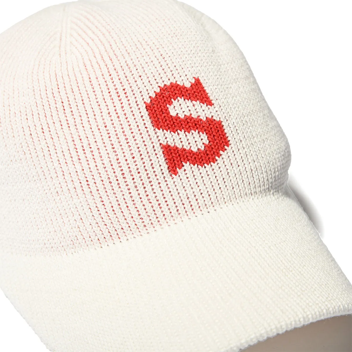 White Cotton Knit Baseball Cap with S Logo - HOMEGAME【HG241418】