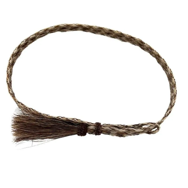 Horsehair Braided Single Cowboy Tassel Hat Band - Chestnut