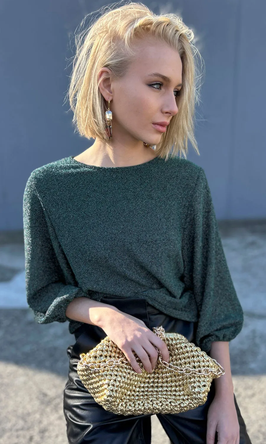 hoss Emerald Green Glam Tie back Top