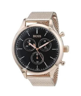 Hugo Boss Men's 1513548 Quartz Leather Strap Black Dial 46mm Watch