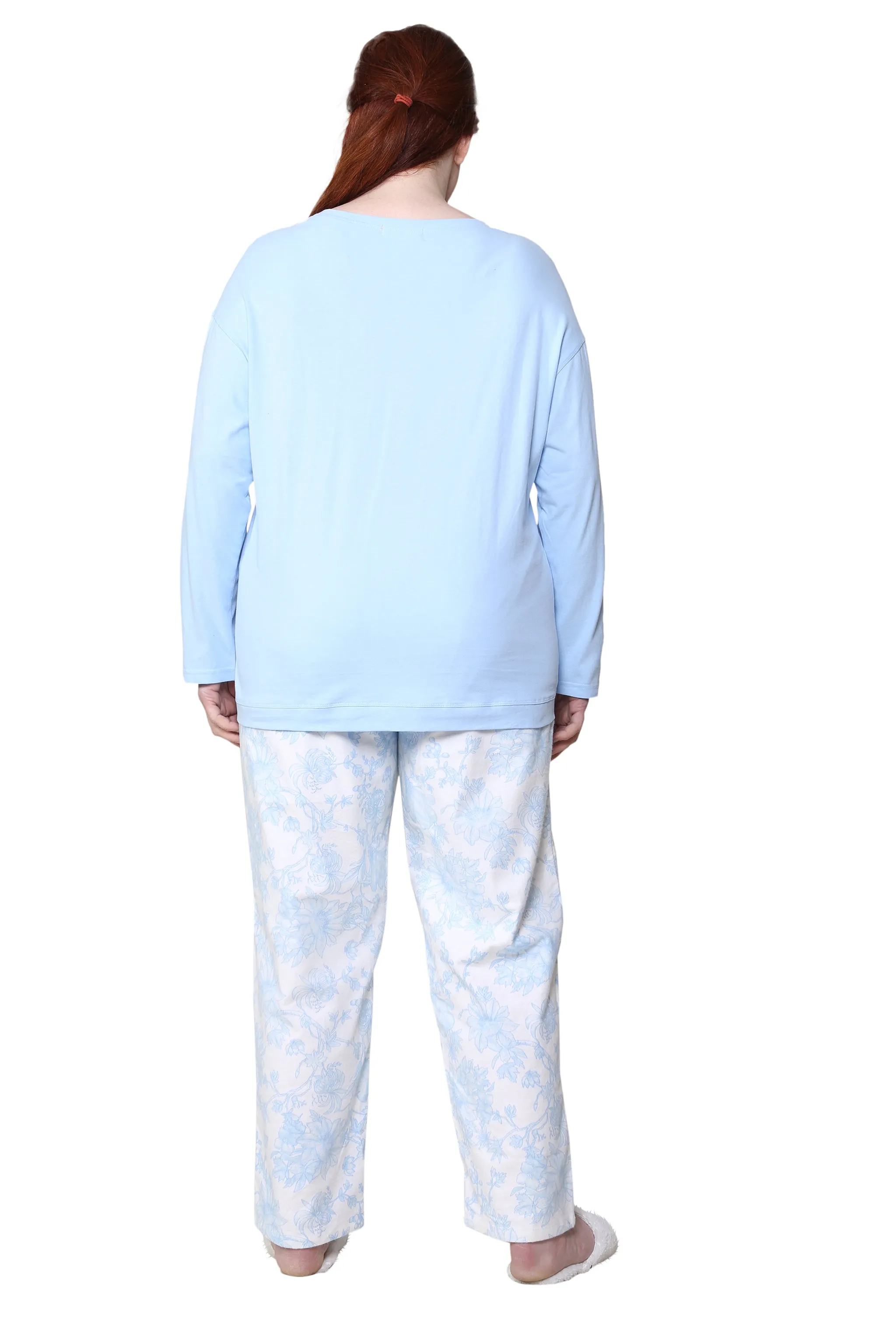 Knit Top & Flannel Pant Plus Size Pajama Set