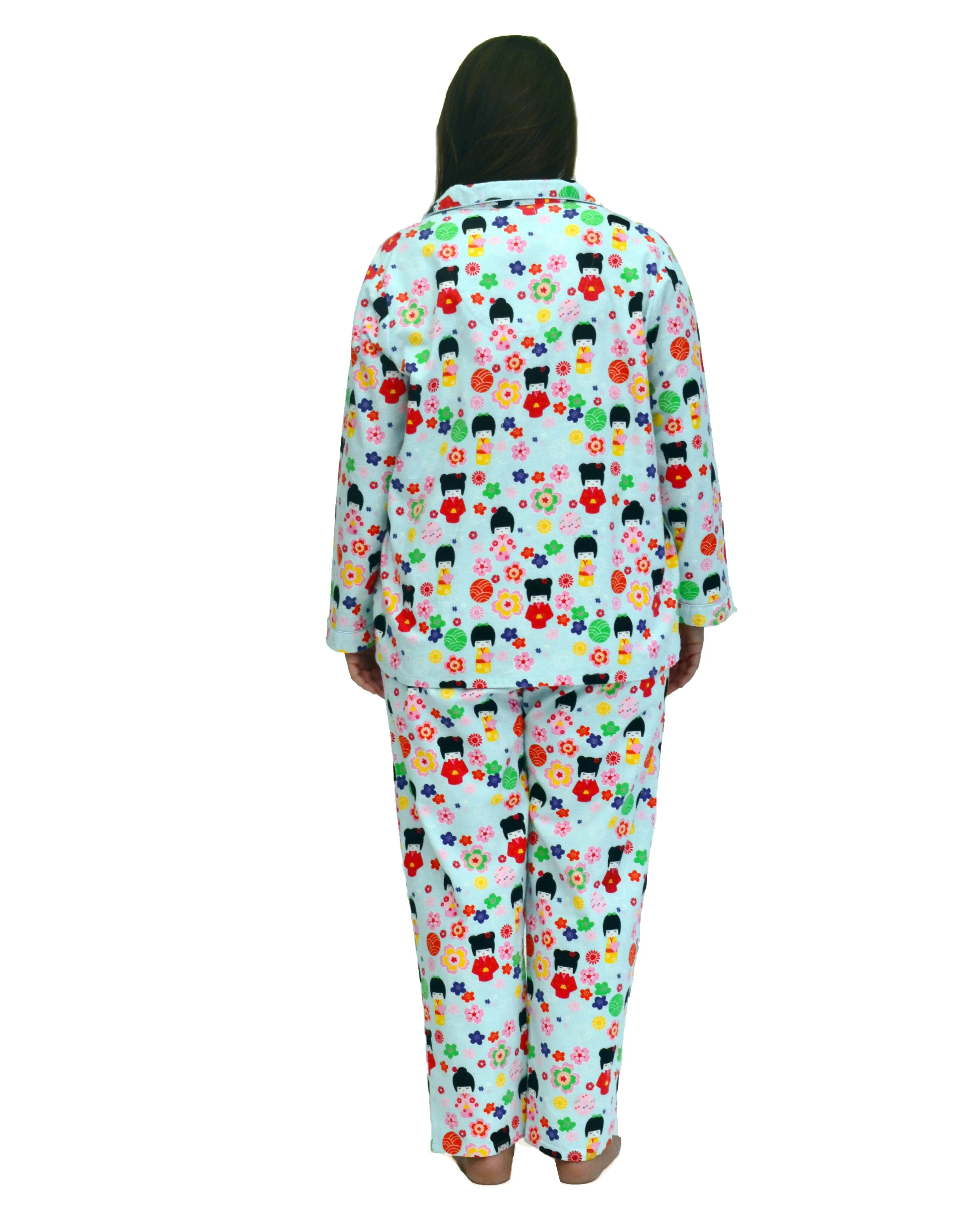 La Cera Plus Size Cotton Flannel Pajama Set