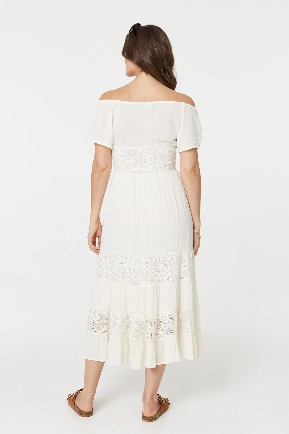 Lace Detail Tie-Up Front Maxi Dress