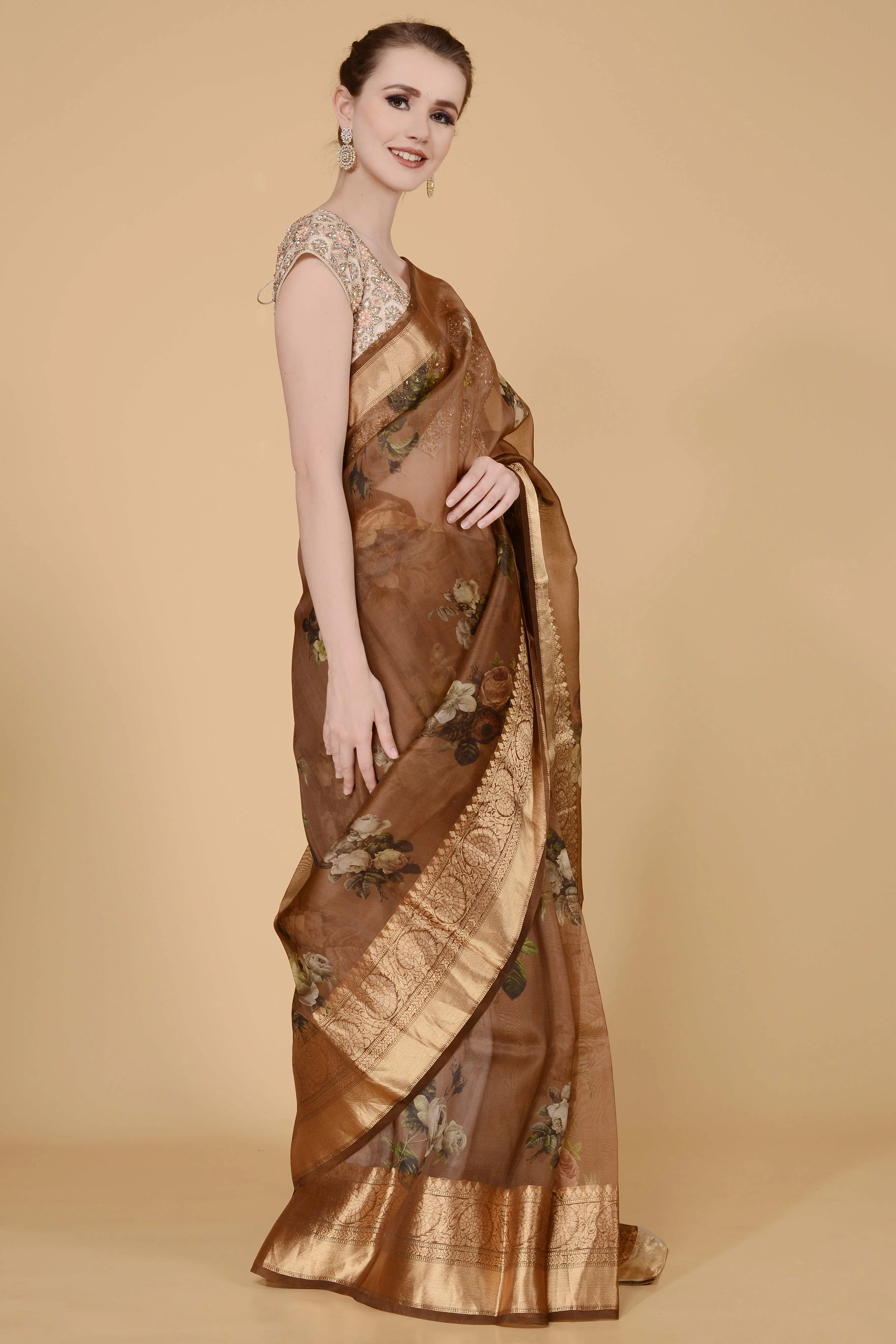 Light Brown Handloom Saree