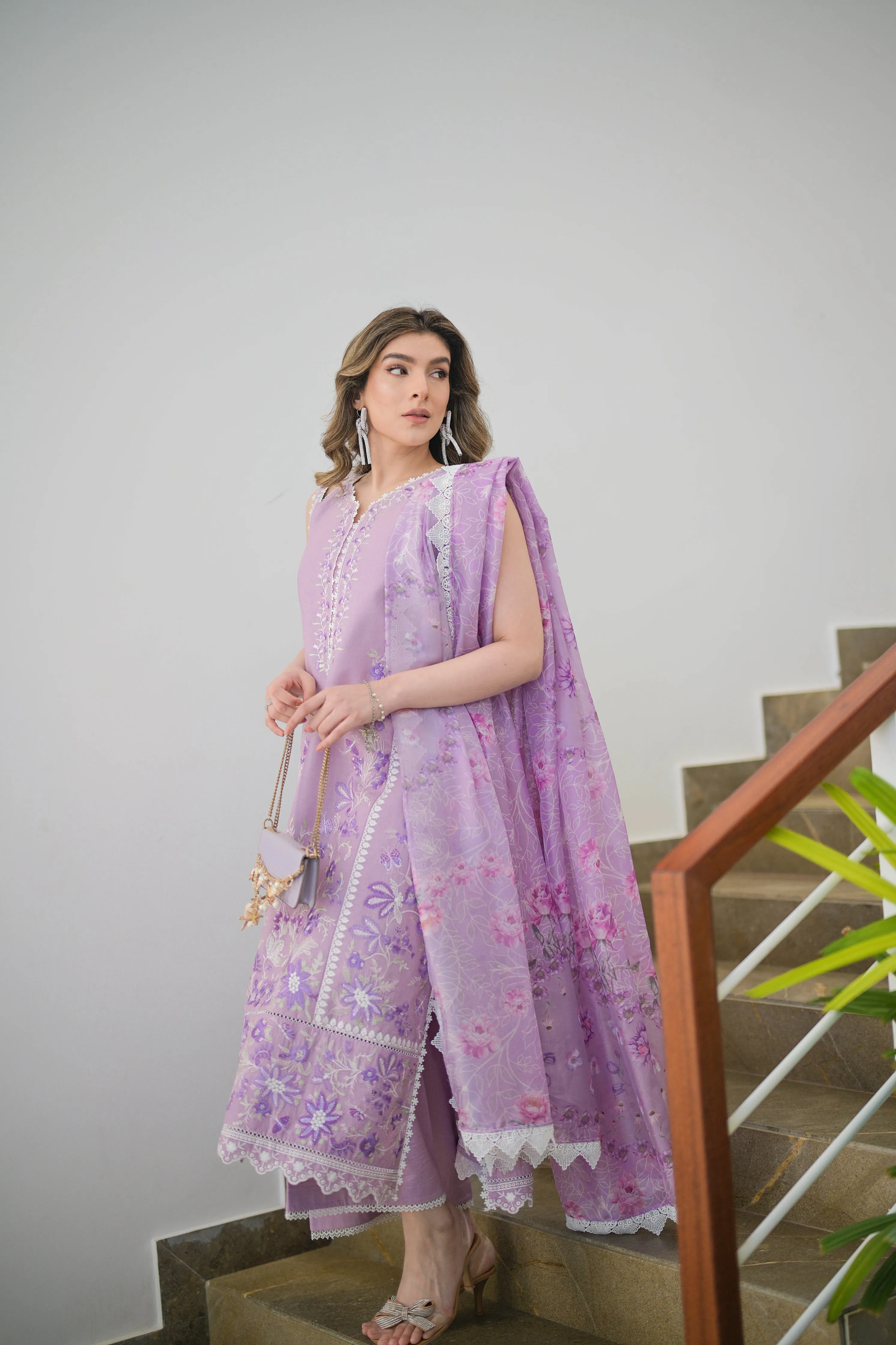 Lilac Luxury Lawn Embroidered Set - NEL-24613