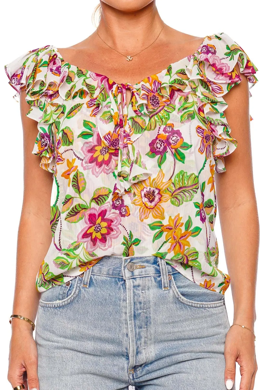 Luca Flora Exotica Ruffled Top