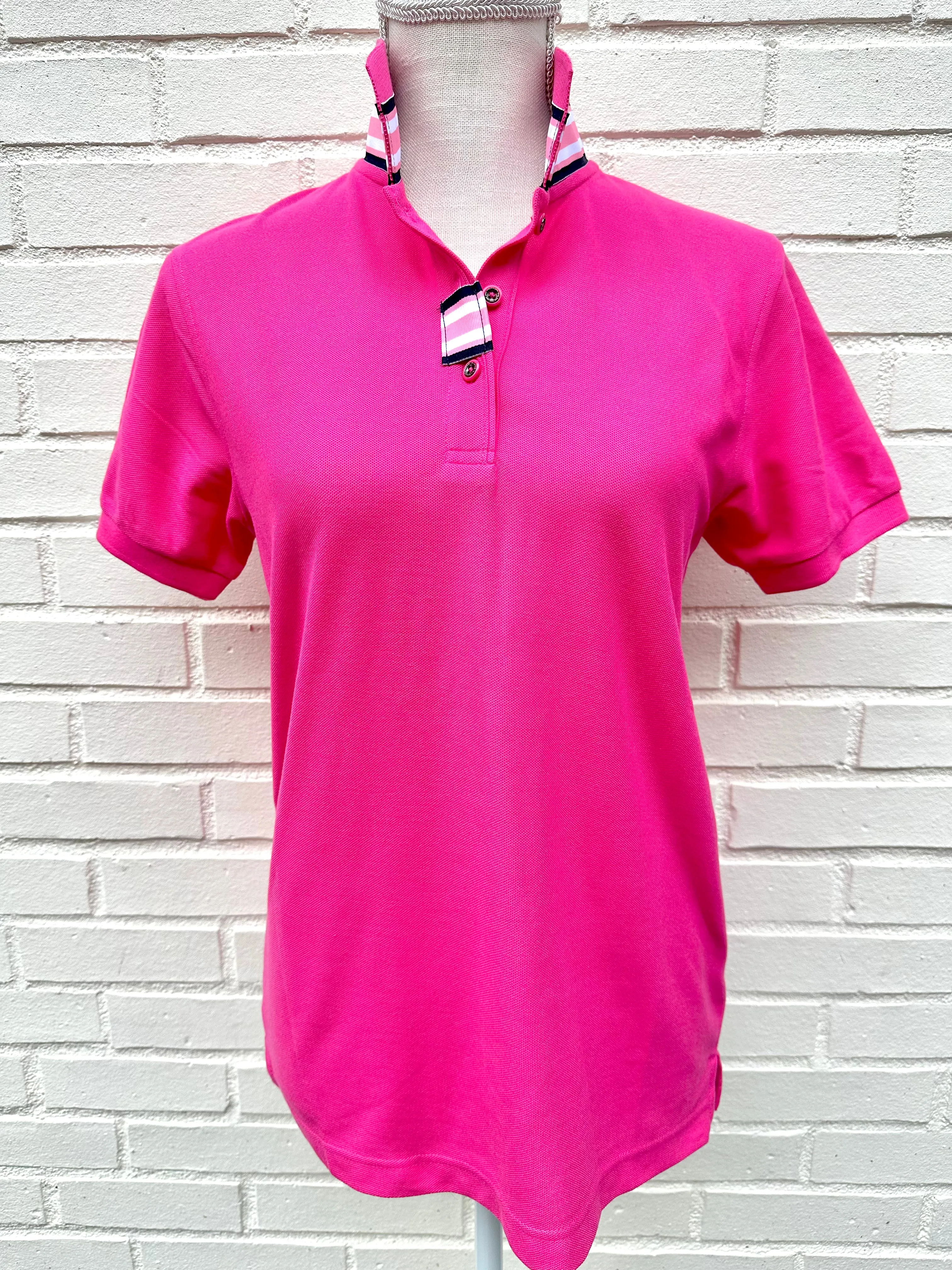 Madonna Pink Polo w Pink/Navy Grosgrain  (POLO2)