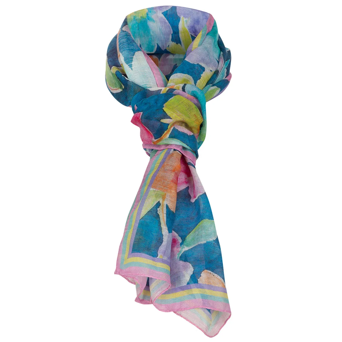 Modal Linen Silk Scarf in Flower Garden