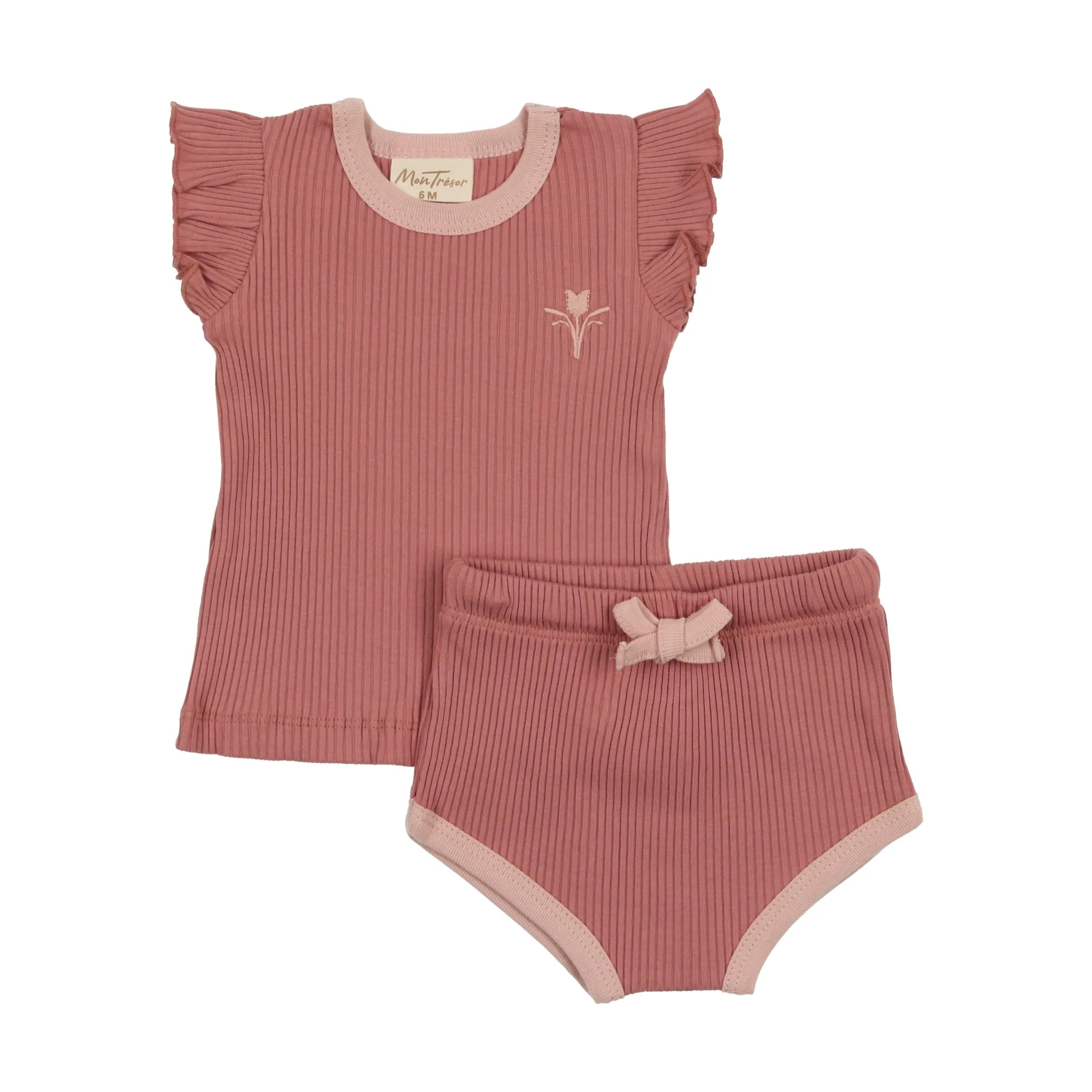 Mon Tresor Baby Ruffle Sport Ensemble Ash Rose