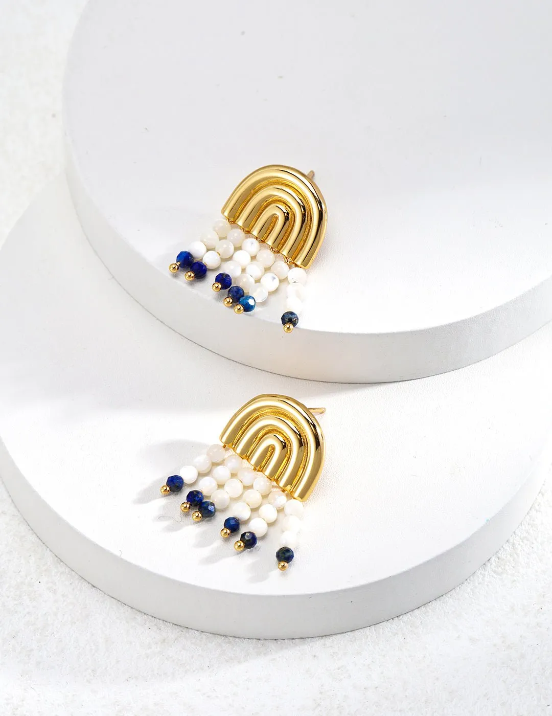 Mother-of-pearl Lapis Lazuli Tassel Earrings