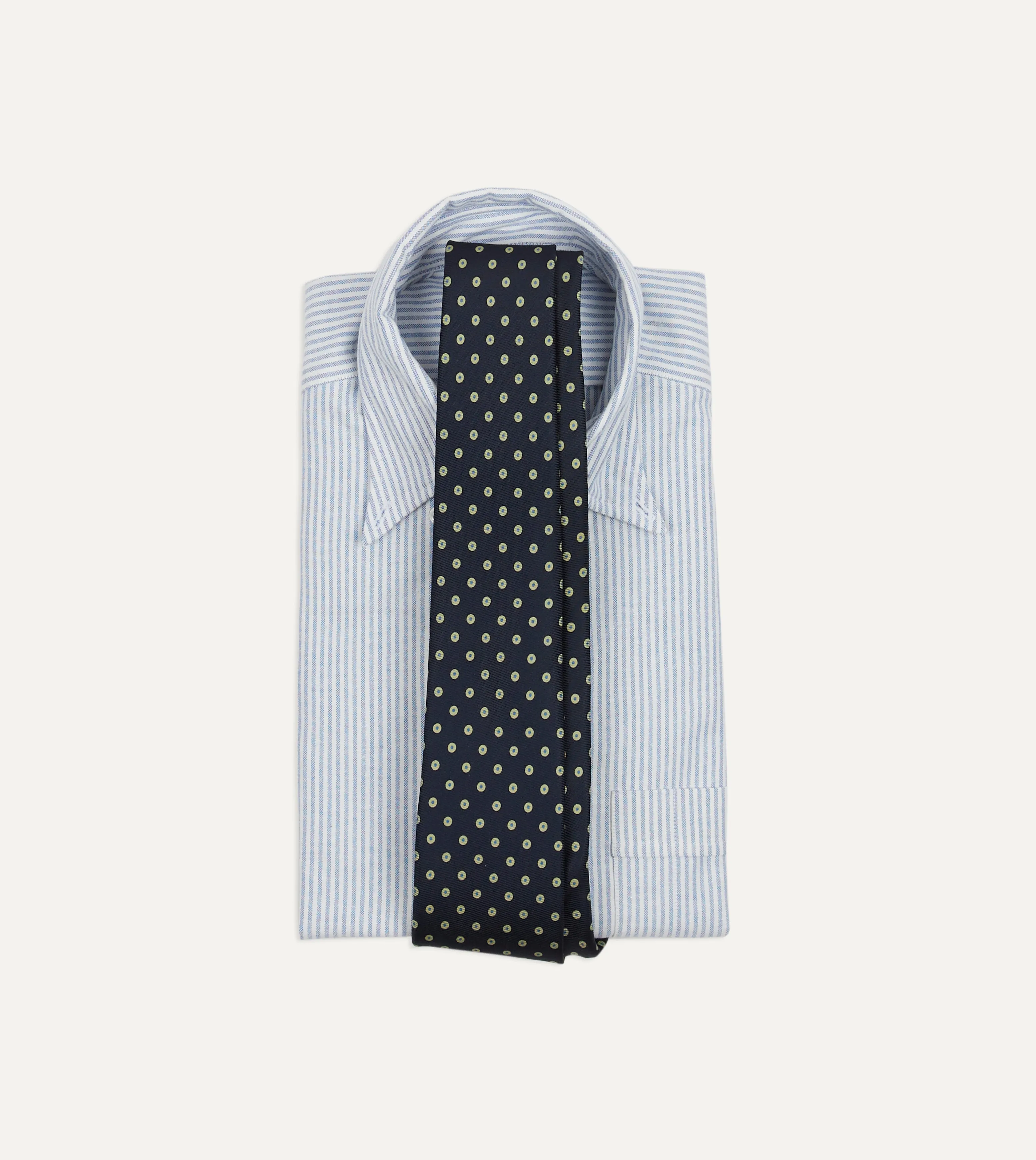 Navy Circular Dot Silk Self Tipped Tie