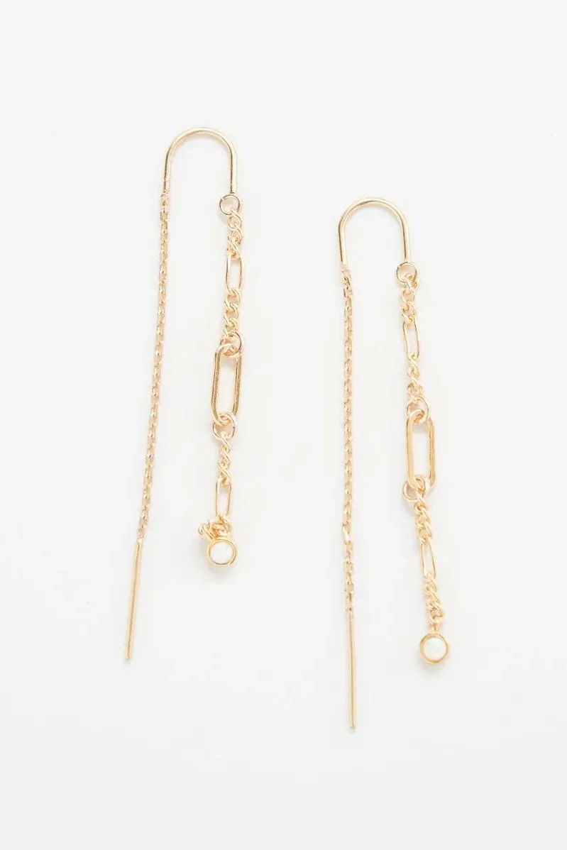 Opal Chain Threader Earrings