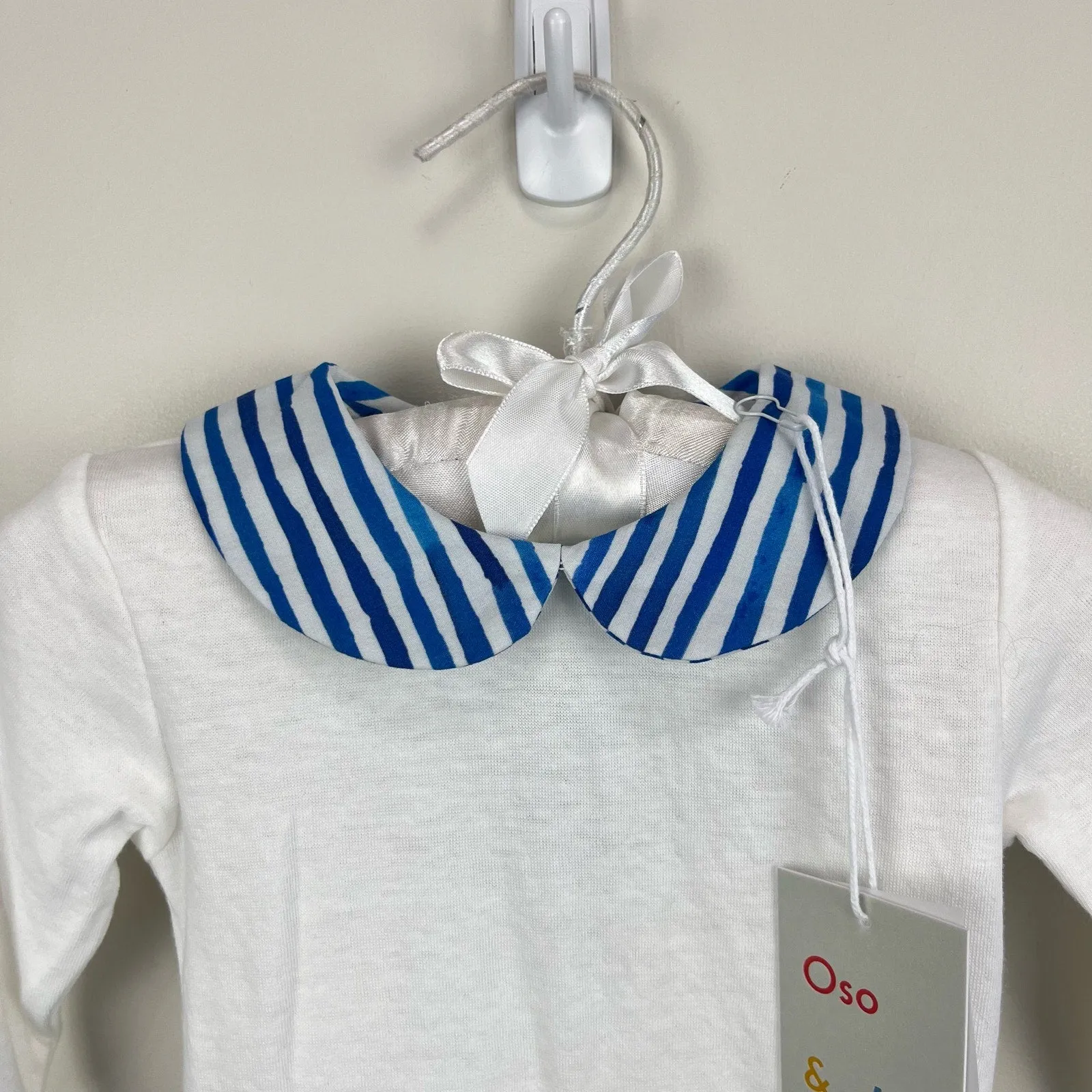 Oso & Me Patterned Poplin Collar Pima Cotton Bodysuit 6 Months NWT