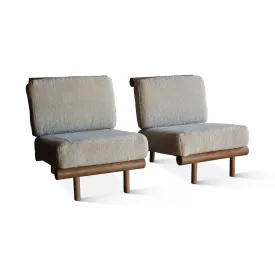 Pair of Oak and Sheepskin Easy Chairs