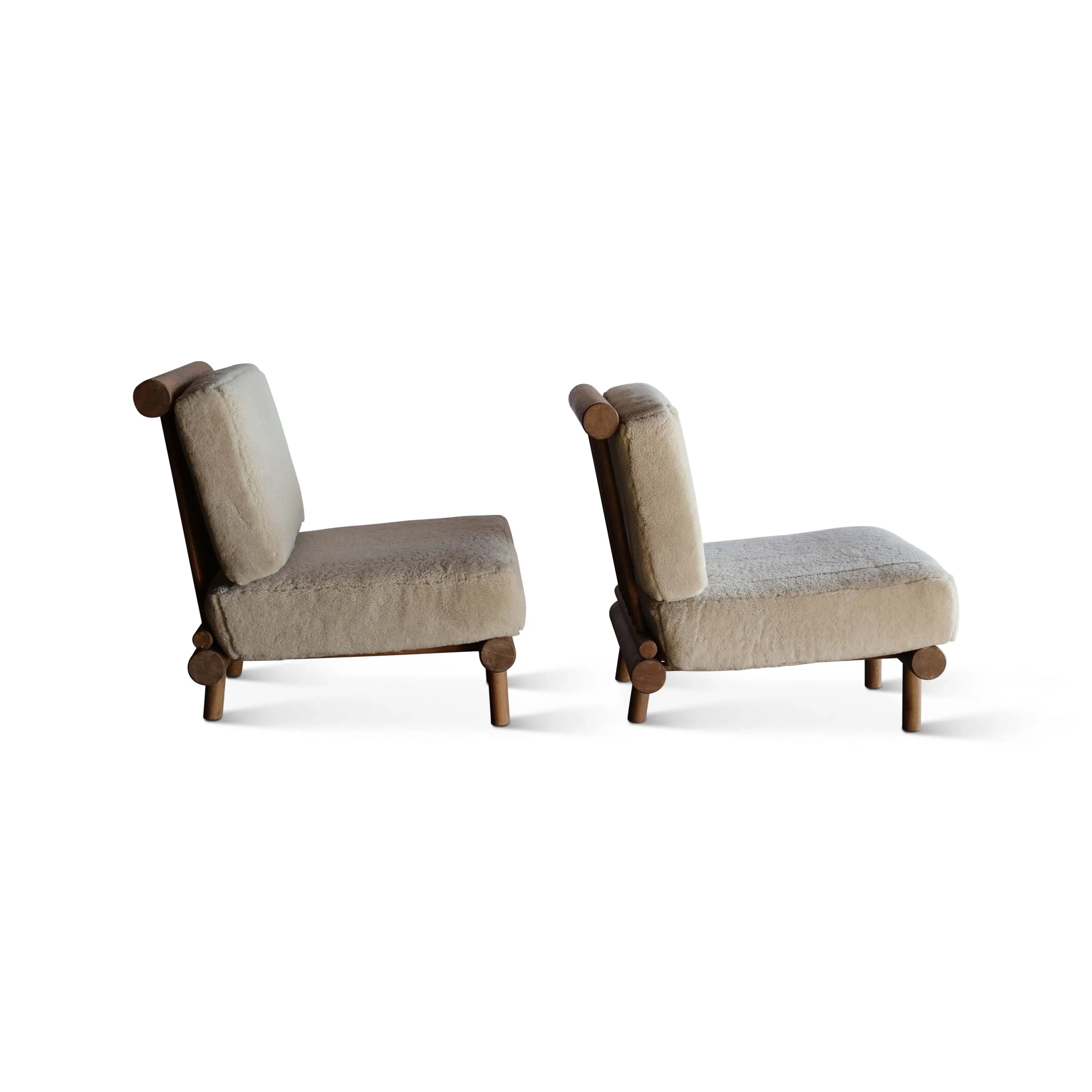 Pair of Oak and Sheepskin Easy Chairs