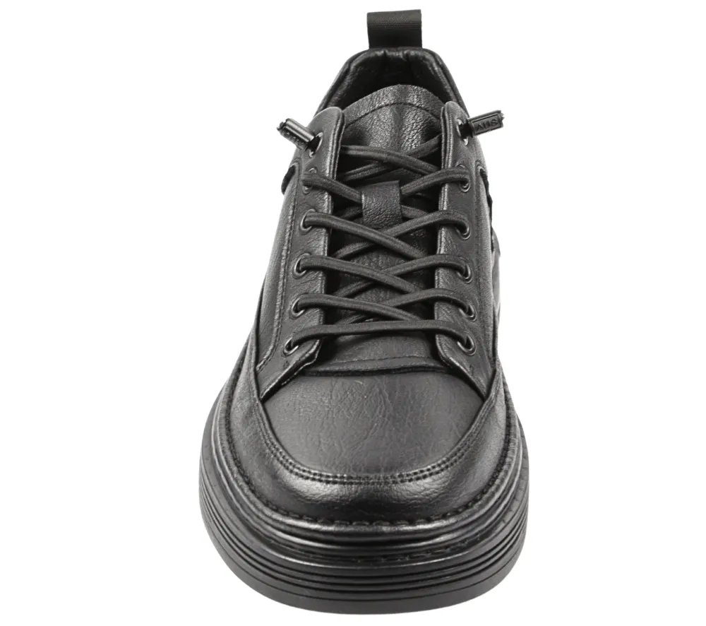 Mens Luxury Black Leather Sneakers, MELS B81658