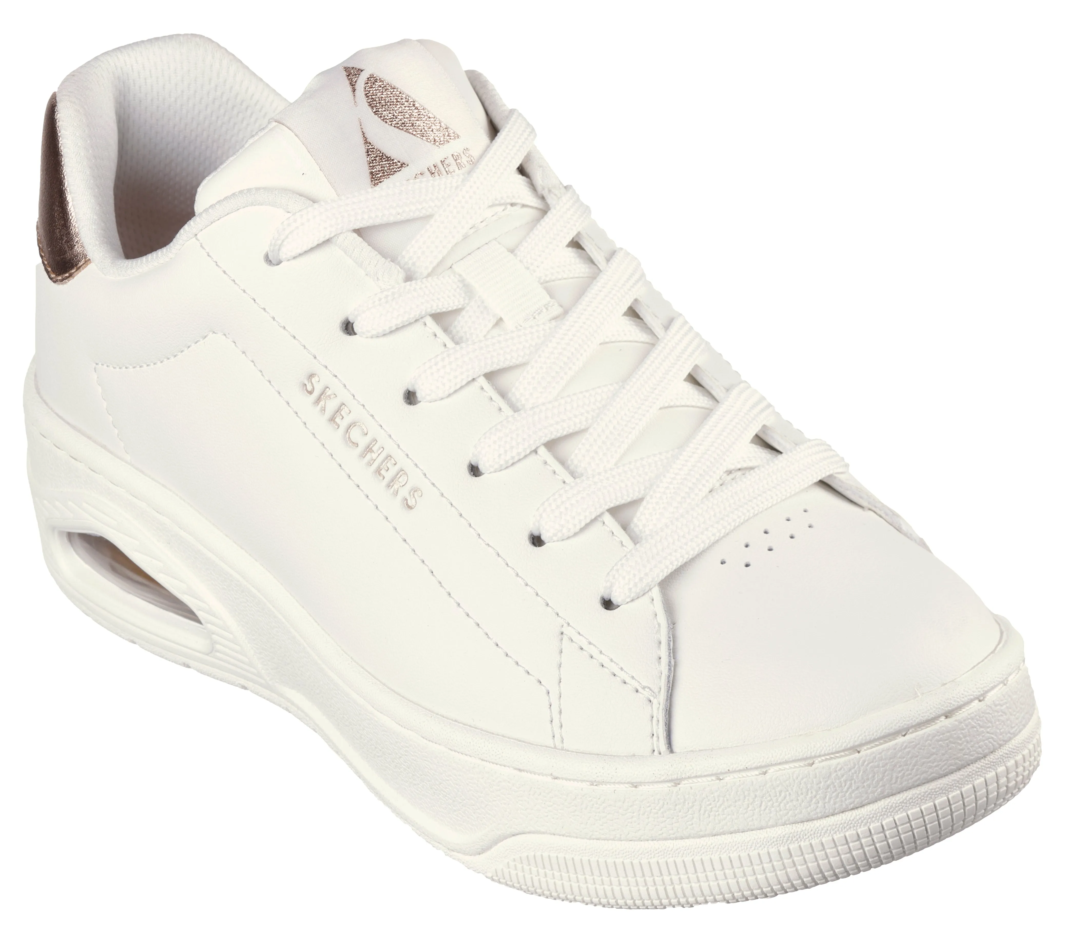 Pantofi sport, dama, SKECHERS UNO COURT-COURTED 177700-WHT alb, piele ecologica