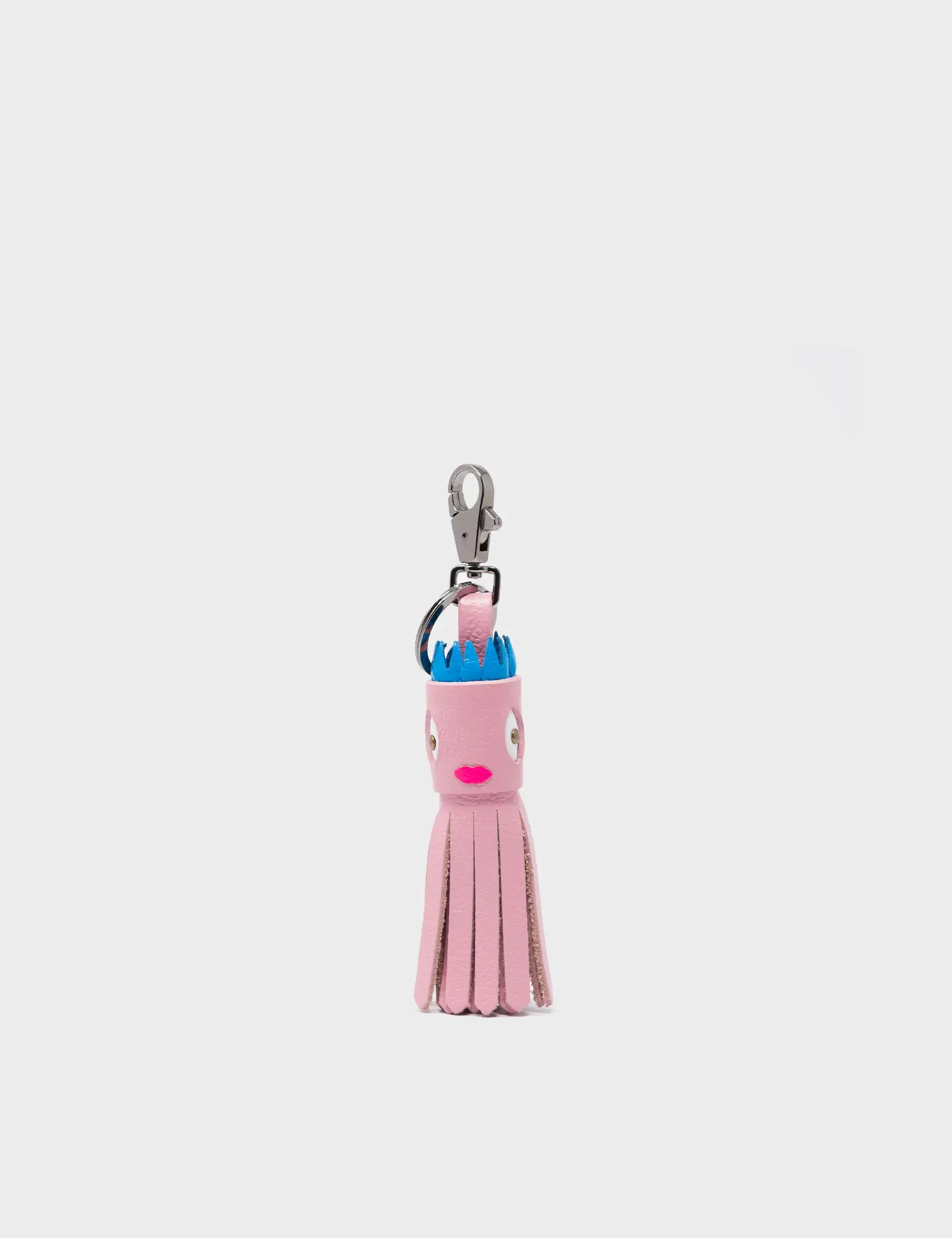 Queen Callie Marie Charm - Blush Leather Keychain Camo Blue