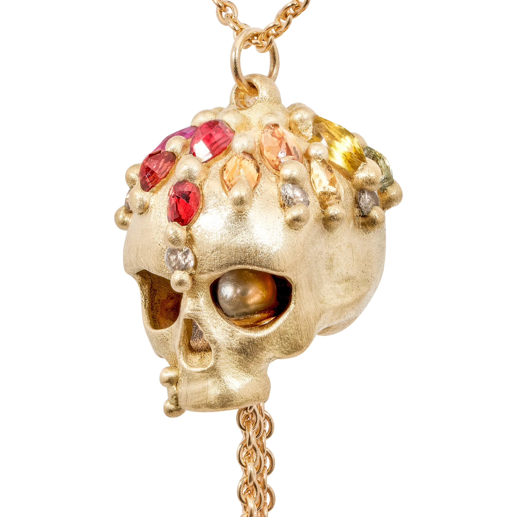 Rainbow Enchanted City Skull Tassel Necklace - 11509