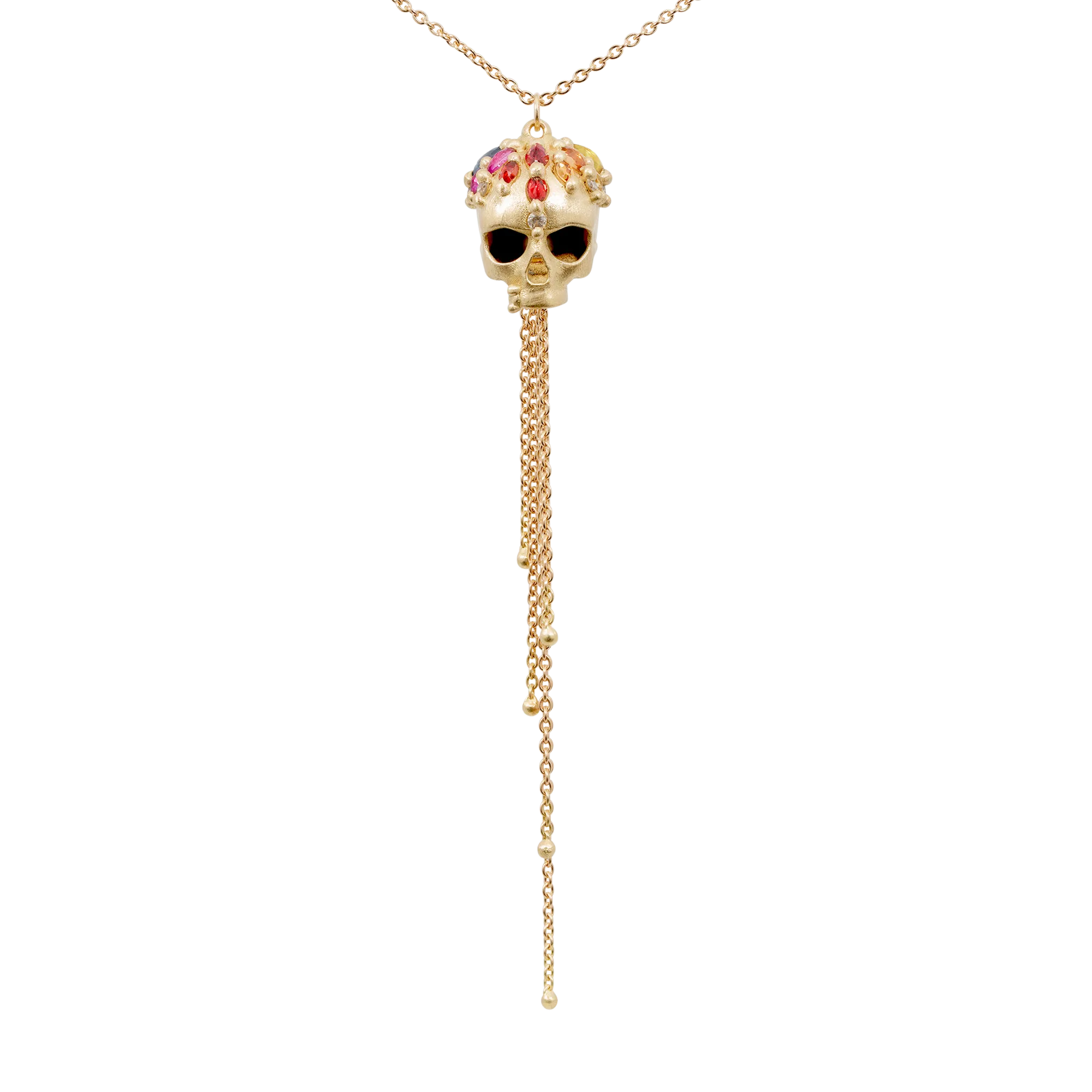 Rainbow Enchanted City Skull Tassel Necklace - 11509