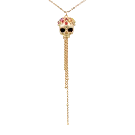 Rainbow Enchanted City Skull Tassel Necklace - 11509