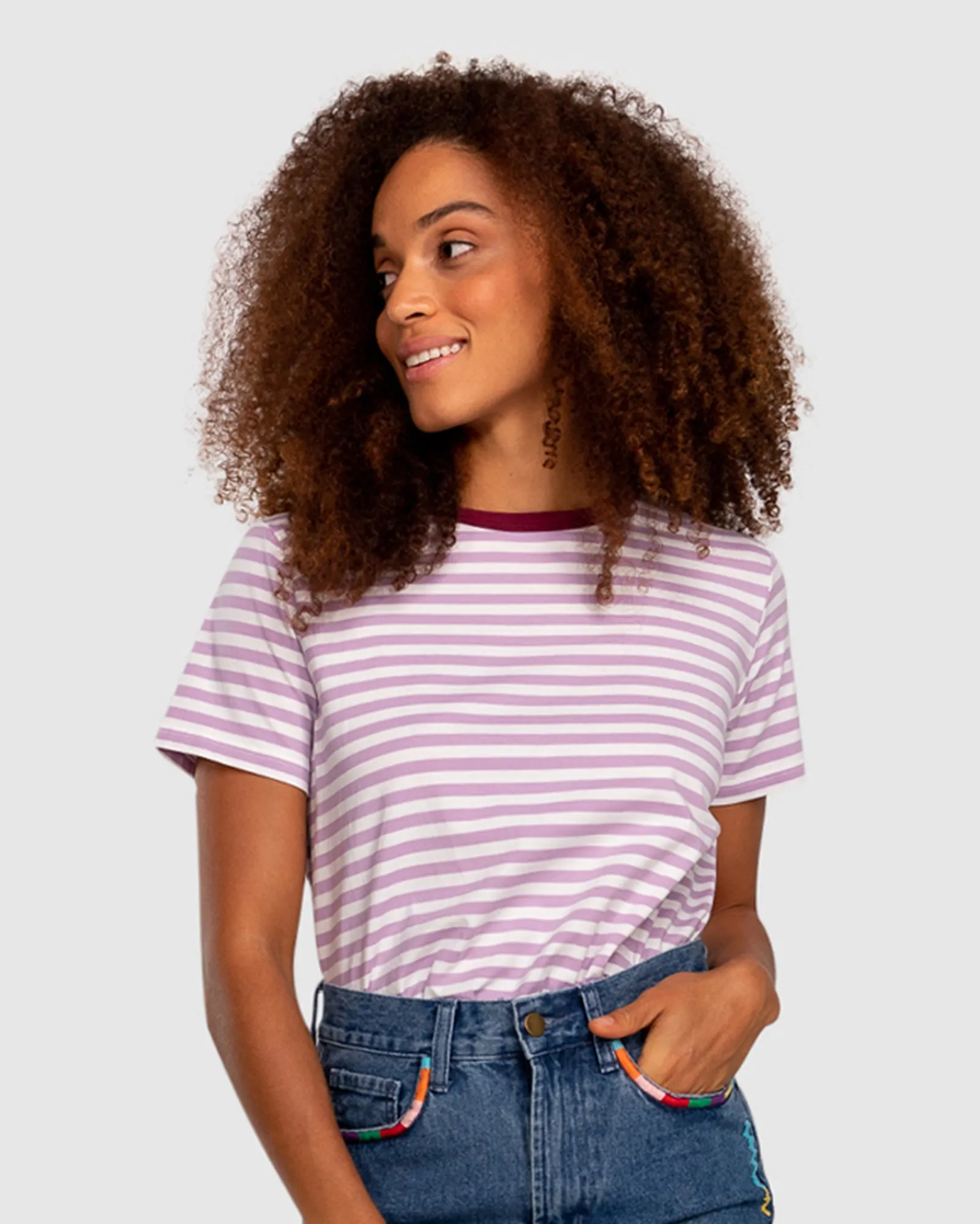 Sago Stripe Tee - Lilac Stripe