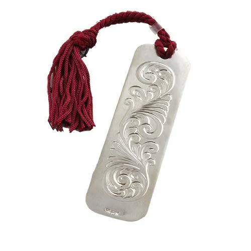 Satin Scroll Engraved Sterling Silver Bookmark